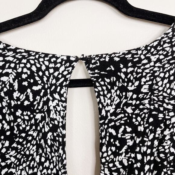 Free People Sz 4 Black Looking For Love Midi Dress in Animal Print Short Sleeve - Picture 9 of 15